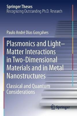 Plasmonics and Light–Matter Interactions in Two-Dimensional Materials and in Metal Nanostructures: Classical and Quantum Considerations - Paulo André Dias Gonçalves - cover
