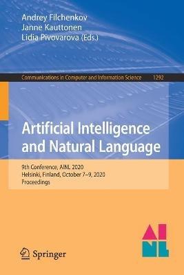 Artificial Intelligence and Natural Language: 9th Conference, AINL 2020, Helsinki, Finland, October 7–9, 2020, Proceedings - cover