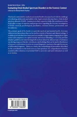 Evaluating Fetal Alcohol Spectrum Disorders in the Forensic Context: A Manual for Mental Health Practice - cover