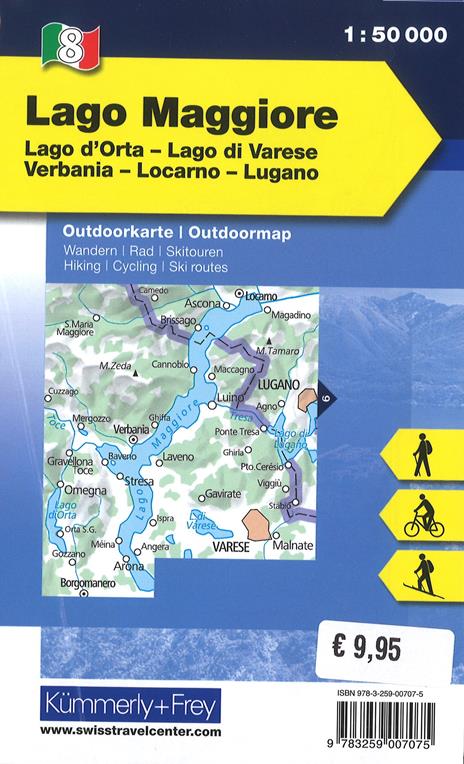 Lago Maggiore, lago d'Orta, lago di Varese, Verbania, Locarno, Lugano 1:50.000. Carta escursionistica - 2