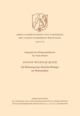 Die Bedeutung eines deutschen Beitrages zur Weltraumfahrt - August Wilhelm Quick - cover