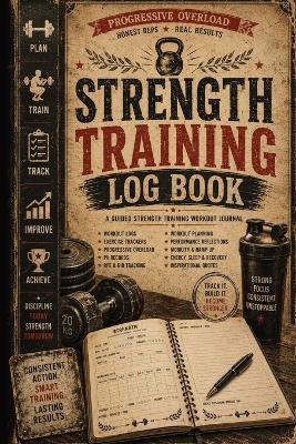 Strength Training Log Book: A Guided Strength Training Workout Journal with Inspirational Strength Quotes, Progressive Overload Logs, Exercise Trackers, PR Records, RPE & RIR Tracking, Workout Planning & Performance Reflections - Inge Baum - cover
