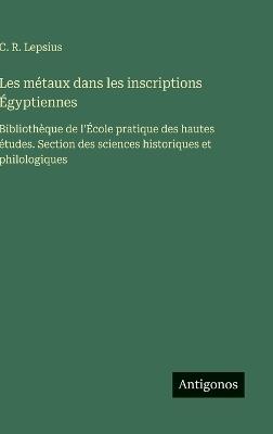 Les métaux dans les inscriptions Égyptiennes: Bibliothèque de l'École pratique des hautes études. Section des sciences historiques et philologiques - C R Lepsius - cover