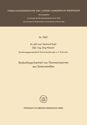 Rückschlagsicherheit von Flammensperren aus Sintermetallen - Gerhard Zapf - cover