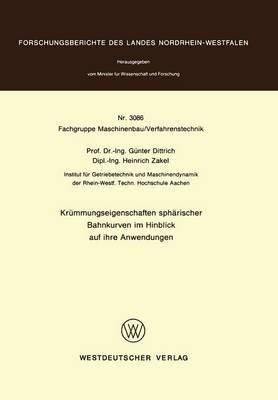 Krümmungseigenschaften sphärischer Bahnkurven im Hinblick auf ihre Anwendungen - Günter Dittrich - cover