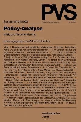 Policy-Analyse: Kritik und Neuorientierung - cover