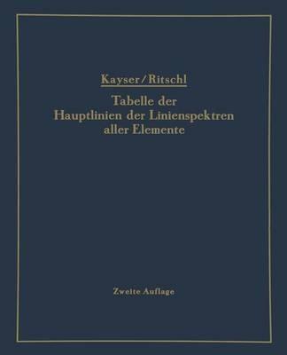 Tabelle der Hauptlinien der Linienspektren aller Elemente nach Wellenlänge geordnet - H. Kayser - cover