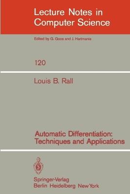 Automatic Differentiation: Techniques and Applications - L.B. Rall - cover