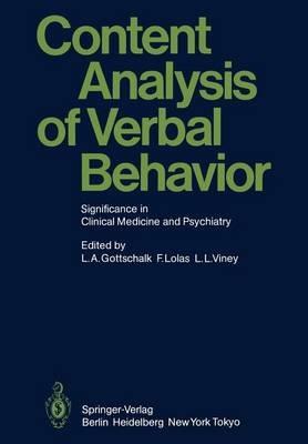 Content Analysis of Verbal Behavior: Significance in Clinical Medicine and Psychiatry - cover