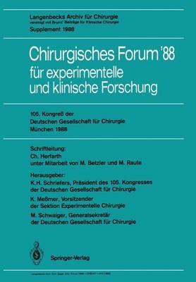 105. Kongreß der Deutschen Gesellschaft für Chirurgie München, 6.–9. April 1988: Langenbecks Archiv für Chirurgie vereinigt mit Bruns’ Beiträge für Klinische Chirurgie Supplement 1988 - cover