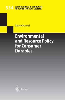 Environmental and Resource Policy for Consumer Durables - Marco Runkel - cover