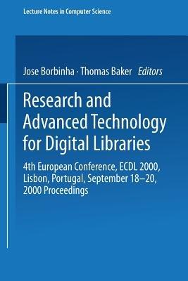 Research and Advanced Technology for Digital Libraries: 4th European Conference, ECDL 2000, Lisbon, Portugal, September 18–20, 2000 Proceedings - cover