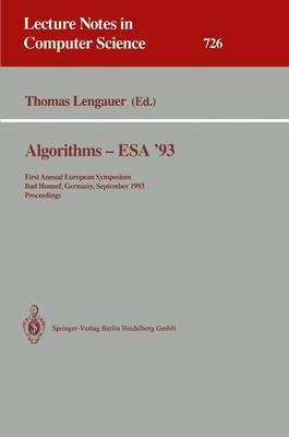 Algorithms - ESA '93: First Annual European Symposium, Bad Honnef, Germany, September 30 - October 2, 1993. Proceedings - cover