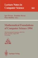 Mathematical Foundations of Computer Science 1994: 19th International Symposium, MFCS'94, Kosice, Slovakia, August 22 - 26, 1994. Proceedings - cover