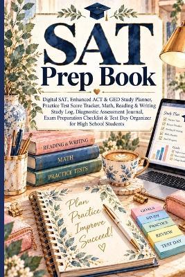 Sat Prep Book: Digital SAT, Enhanced ACT & GED Study Planner, Practice Test Score Tracker, Math, Reading & Writing Study Log, Diagnostic Assessment Journal, Exam Preparation Checklist & Test Day Organizer - Inge Baum - cover