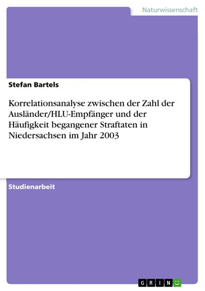 Korrelationsanalyse zwischen der Zahl der Ausländer/HLU-Empfänger und der Häufigkeit begangener Straftaten in Niedersachsen im Jahr 2003