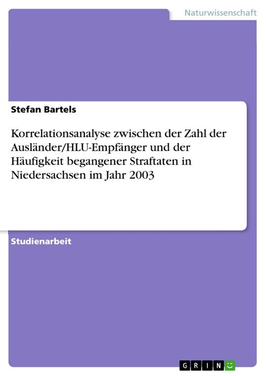 Korrelationsanalyse zwischen der Zahl der Ausländer/HLU-Empfänger und der Häufigkeit begangener Straftaten in Niedersachsen im Jahr 2003