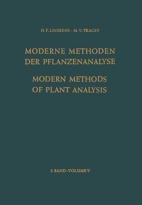 Modern Methods of Plant Analysis / Moderne Methoden der Pflanzenanalyse - K. Biemann,N. K. Boardman,B. Breyer - cover