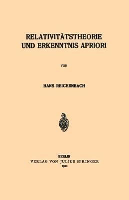 Relativitätstheorie und Erkenntnis Apriori - Hans Reichenbach - cover