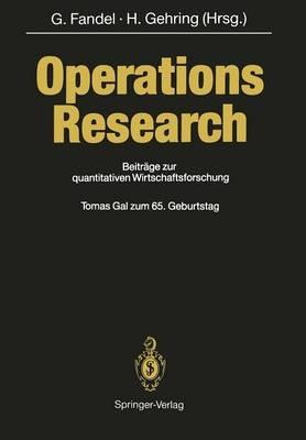 Operations Research: Beiträge zur quantitativen Wirtschaftsforschung - cover