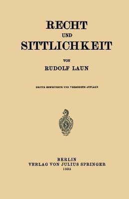 Recht und Sittlichkeit - Rudolf Laun - cover