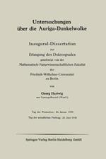 Untersuchungen über die Auriga-Dunkelwolke: Inaugural-Dissertation zur Erlangung des Doktorgrades genehmigt von der Mathematisch-Naturwissenschaftlichen Fakultät der Friedrich-Wilhelms-Universität zu Berlin