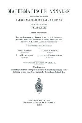 Die Integralkurven einer gewöhnlichen Differentialgleichung erster Ordnung in der Umgebung rationaler Unbestimmtheitsstellen - Max Frommer - cover