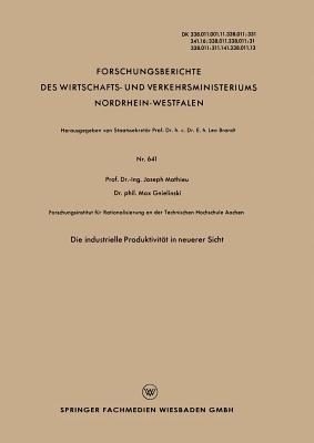 Die industrielle Produktivität in neuerer Sicht - Joseph Mathieu - cover