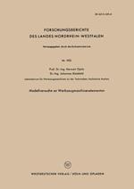 Modellversuche an Werkzeugmaschinenelementen