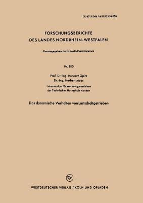 Das dynamische Verhalten von Lastschaltgetrieben - Herwart Opitz - cover