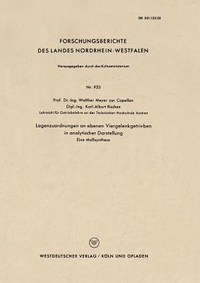 Lagenzuordnungen an ebenen Viergelenkgetrieben in analytischer Darstellung: Eine Maßsynthese - Walther Meyer zur Capellen - cover