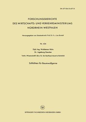 Schlichten für Baumwollgarne - Waldemar Rohs - cover