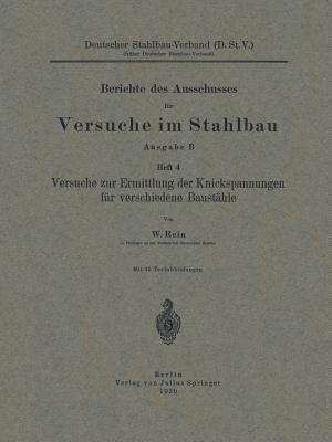Versuche zur Ermittlung der Knickspannungen für verschiedene Baustähle - W. Rein - cover