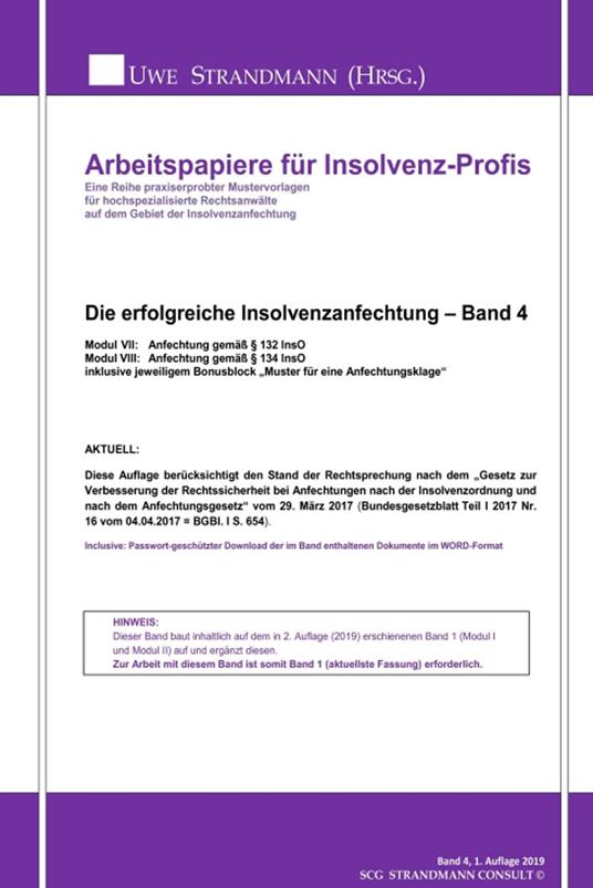 Die erfolgreiche Insolvenzanfechtung – Band 4