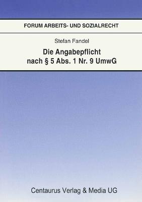 Die Angabepflicht nach § 5 Abs. 1 Nr. 9 UmwG - Stefan Fandel - cover