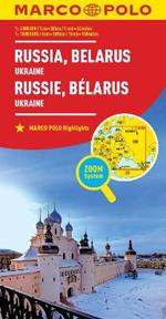 Russia and Belarus Marco Polo Map: Also shows Ukraine