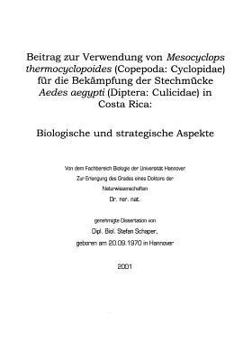 Beitrag zur Verwendung vo Mesocyclopsthermocyclopoides - Stefan Schaper - cover
