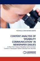 Content Analysis of 'Disability Communication' in Newspaper Dailies - Poothullil John Mathew Martin - cover