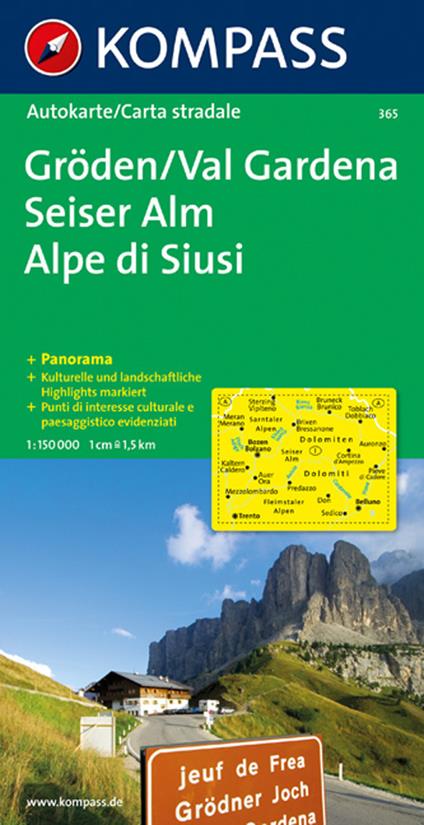 Carta stradale e panoramica n. 365. Val Gardena, Alpe di Siusi 1:150.000 - copertina