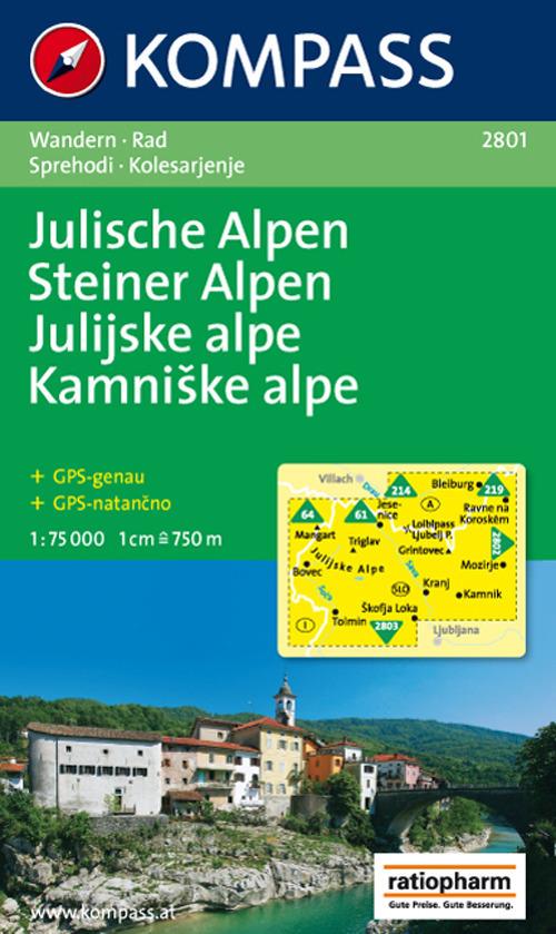 Carta escursionistica e stradale n. 2801. Slovenia. Julische Alpen Steiner Alpen 1:75:000. Adatto a GPS. Digital map. DVD-ROM - copertina