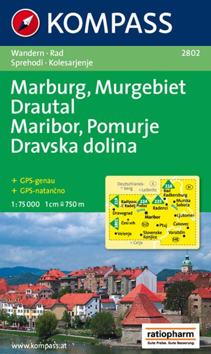Carta escursionistica n. 2802. Marburg, Murgebiet, Drautal-Maribor, Pomurje, Dravska dolina 1:75:000 - copertina