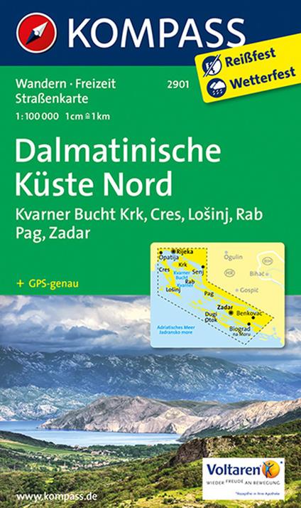 Carta escursionistica n. 2901. Costa Dalmata Nord, Krk, Cres, Losinj, Rab, Pag, Zadar. 1:100.000 - copertina