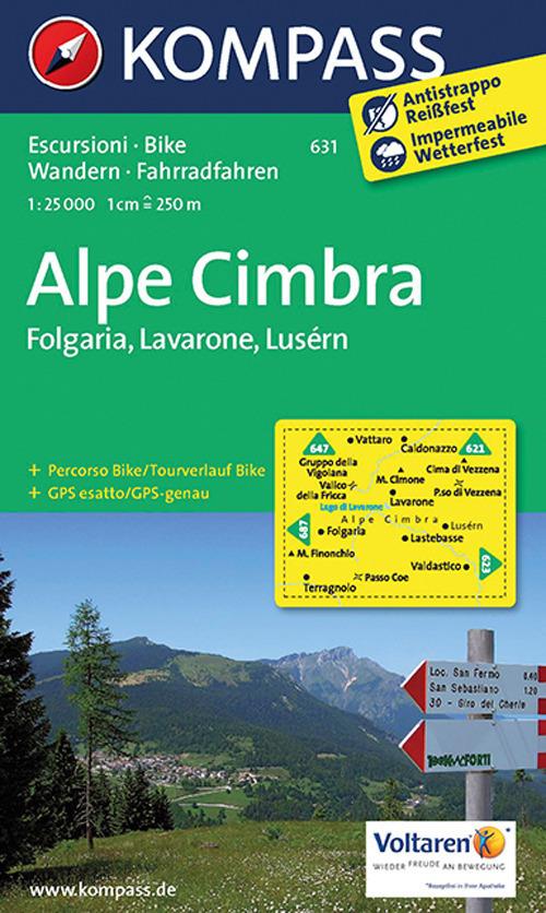 Carta escursionistica n. 631. Alpe Cimbra. Folgaria, Lavarone, Lusérn 1:25.000 - copertina