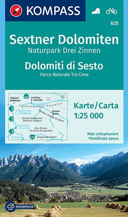 Carta escursionistica n. 625. Dolomiti di Sesto-Sextner Dolomiten 1.25:000. Ediz. bilingue - copertina