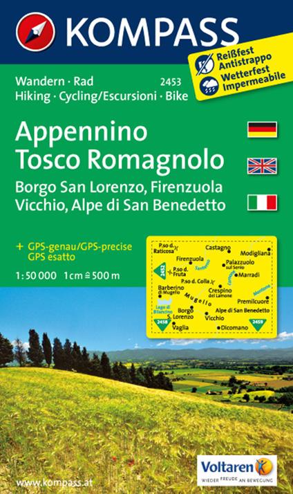 Carta escursionistica n. 2453. Appennino Tosco Romagnolo 1:50.000. Ediz. multilingue - copertina