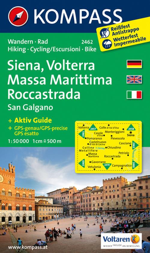 Carta escursionistica n. 2462. Siena, Volterra, Massa Marittima, Rocca Strada 1:50.000. Ediz. multilingue - copertina