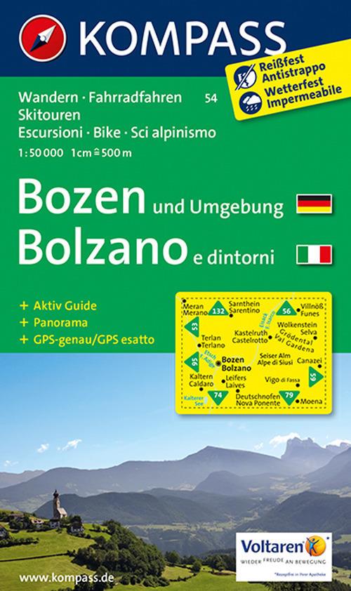 Carta escursionistica n. 54. Bolzano e dintorni-Bozen und Umgebung 1:50.000 - copertina
