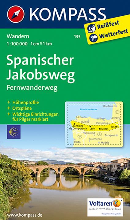 Carta escursionistica n. 133. Cammino di Santiago tratto spagnolo-Spanischer Jakobsweg 1:100.000. Ediz. bilingue - copertina