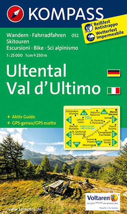Carta escursionistica n. 052. Val d'Ultimo-Ultental 1:25.000 - copertina