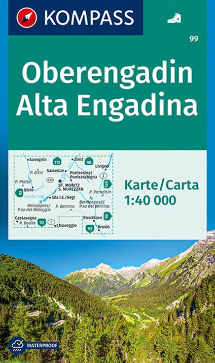 Carta escursionistica n. 99. Oberengardin-Alta Engadina 1:40.000 - copertina